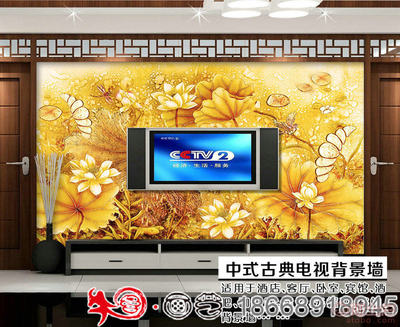 打造詩意家居 牛圖壁畫高清3D立體荷塘月色壁紙，客廳電視背景墻的理想選擇